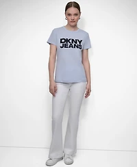 Dkny Jeans Women's Flocked Logo Crewneck T-Shirt