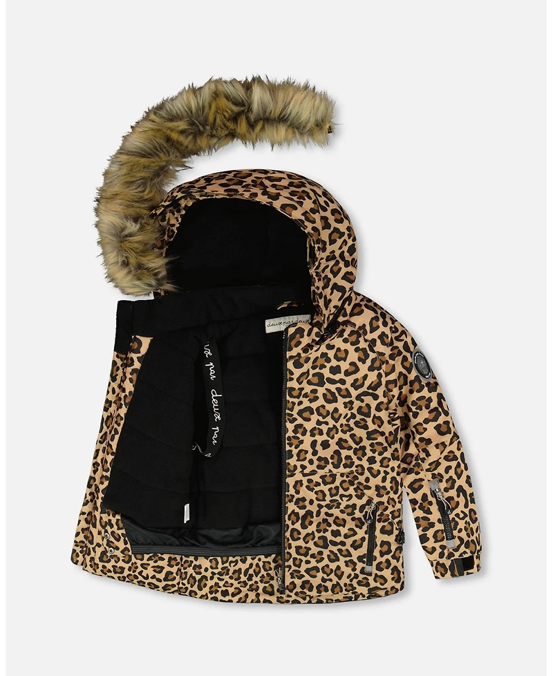 Deux par Girl Two-Piece Play Snowsuit with Animal Print Jacket Black - Child