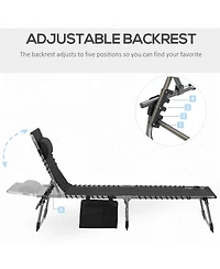 Outsunny Outdoor Padded Folding Chaise Lounge Chair with Reclining,