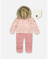 Deux par Baby Girl One-Piece Snug Snowsuit Designed for Car Seat Pink Mini Flowers - Baby|Toddler