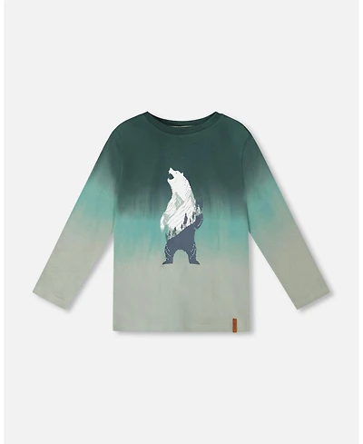 Deux par Toddler Boys Long Sleeve Cotton Gradient Jersey Tee Bottle Green - Toddler|Child