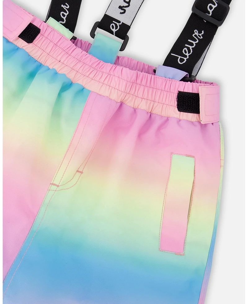 Deux par Girl Two-Piece Chill Outerwear Set with Light Insulation Rainbow Gradient