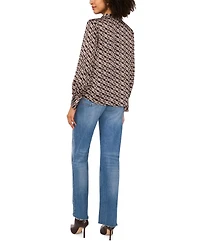 Vince Camuto Women's Printed Split-Neck Wide-Cuff Blouse