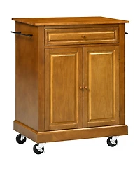 Halifax North America Brown Kitchen Island: Modern Rolling Cart with Drawer & Towel Racks