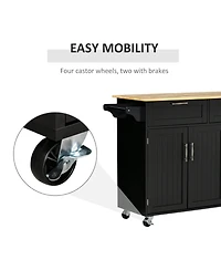 Halifax North America Black Mobile Kitchen: Island with Drawers and Cabinet Storage