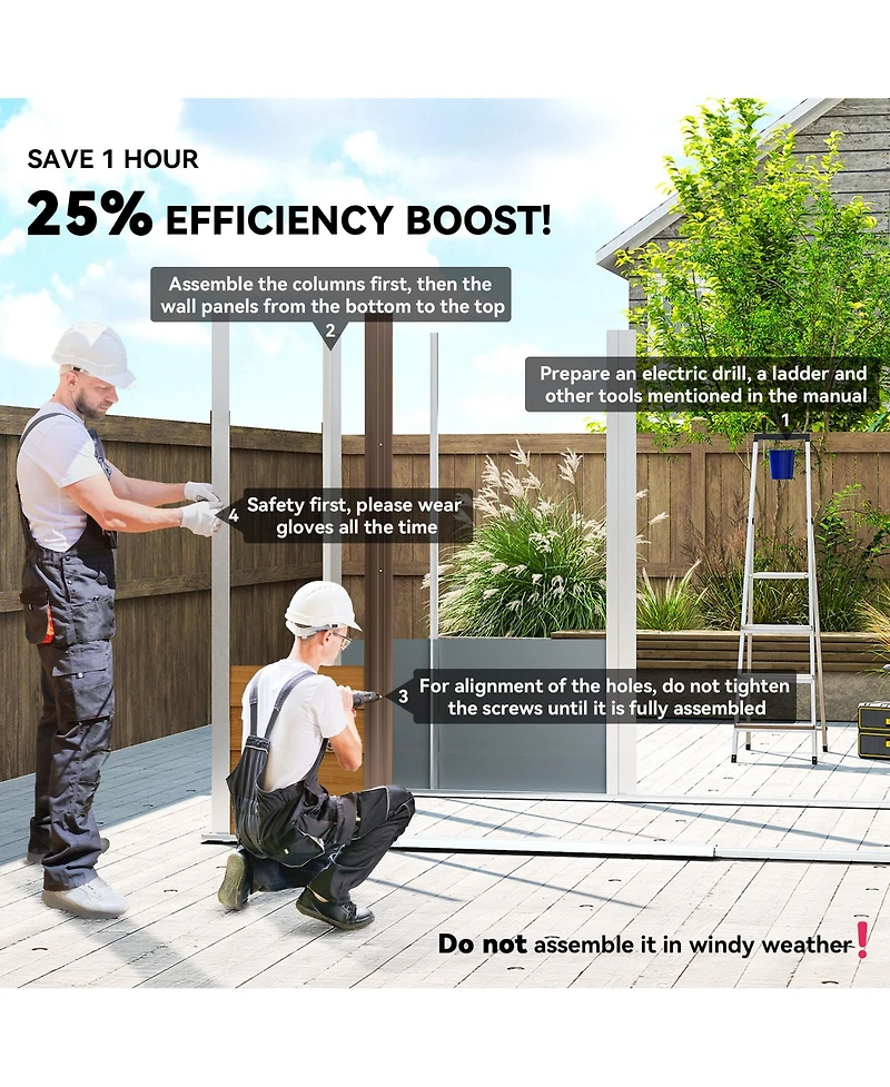 Outsunny 8' x 6' Storage Shed Garden Tool House w/ Vents Doors