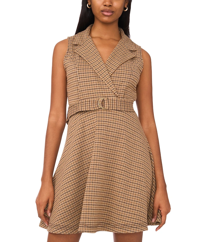 Msk Women's Sleeveless V-Neck Fit & Flare Dress