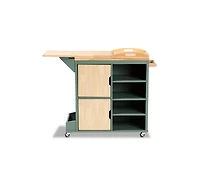 Baxton Studio Dorthy Coastal and Farmhouse Two-tone Dark Green and Natural Wood Kitchen Storage Cart