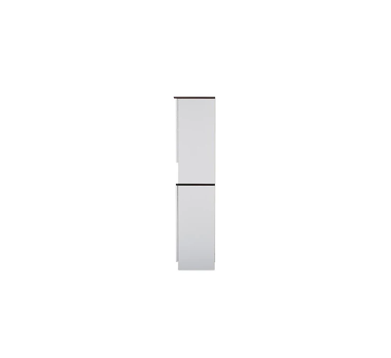 Baxton Studio Lauren Modern and Contemporary Two-tone White and Dark Brown Buffet and Hutch Kitchen Cabinet