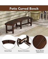 Gymax Curved Bench Carbonized Wood Dining Bench for Round Table 710 Lbs Max Load Patio