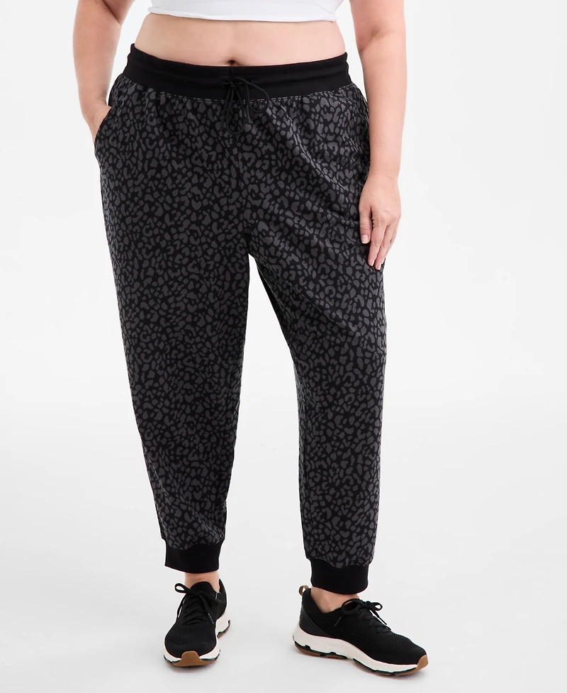 Id Ideology Plus Relaxed Animal-Print Fleece Joggers, Macy's Exclusive