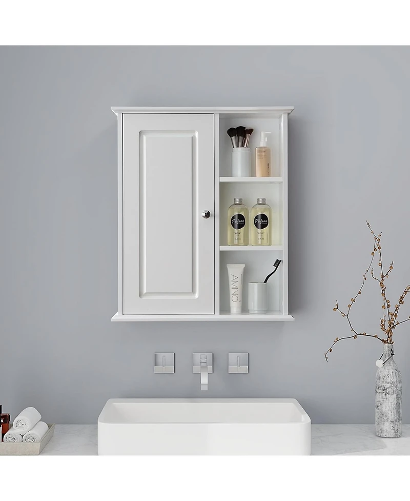Vanirror White Over-the-Bathroom Storage Cabinet - Wooden Wall Mounted Medicine Cabinet for Bathroom, Laundry Room & Kitchen