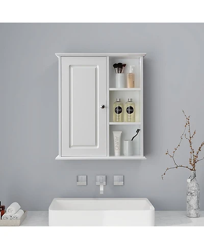 Vanirror White Over-the-Bathroom Storage Cabinet - Wooden Wall Mounted Medicine Cabinet for Bathroom, Laundry Room & Kitchen