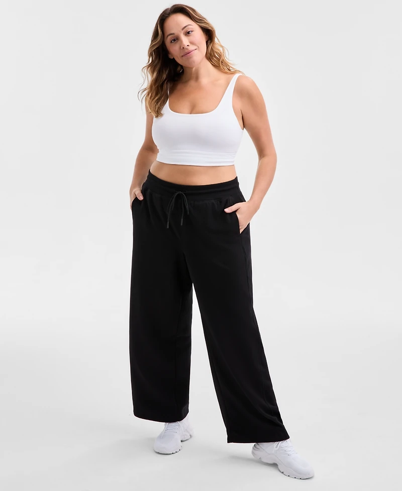 Id Ideology Plus Relaxed High-Rise Fleece Pants, Macy's Exclusive