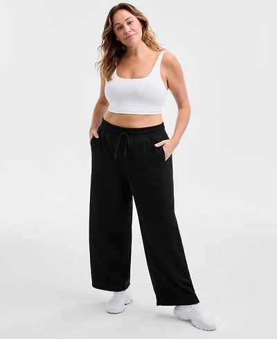 Id Ideology Plus Relaxed High-Rise Fleece Pants, Macy's Exclusive