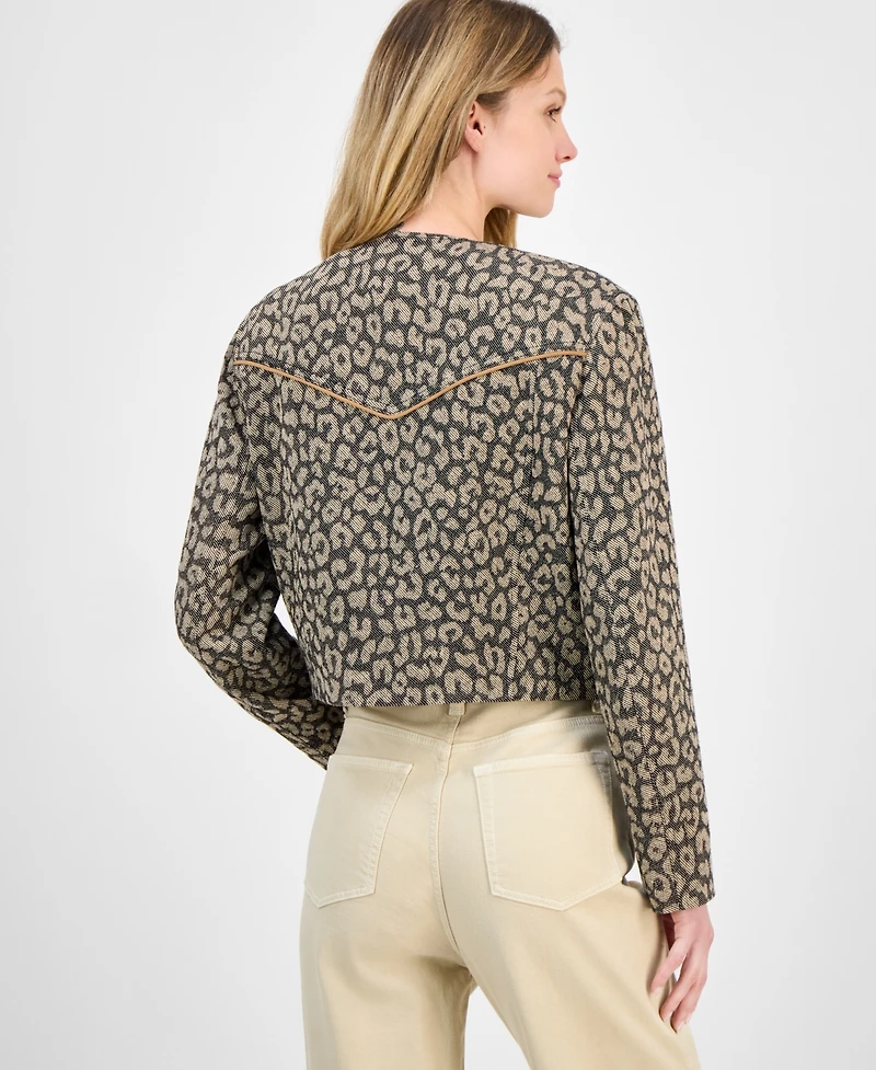 Boss Orange Women's Leopard-Print Crop Jacket
