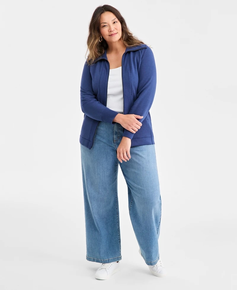 Style & Co Plus Fleece Zip-Front Tunic, Exclusively at Macy's
