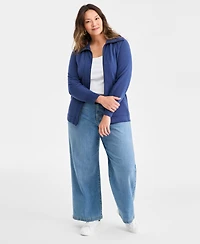 Style & Co Plus Fleece Zip-Front Tunic, Exclusively at Macy's