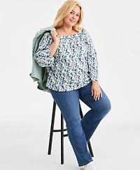 Style & Co Plus Square-Neck Long-Sleeve Knit Top, Macy's Exclusive