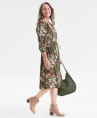 Style & Co Women's Printed Ruffle-Trim Split-Neck Dress, Macy's Exclusive