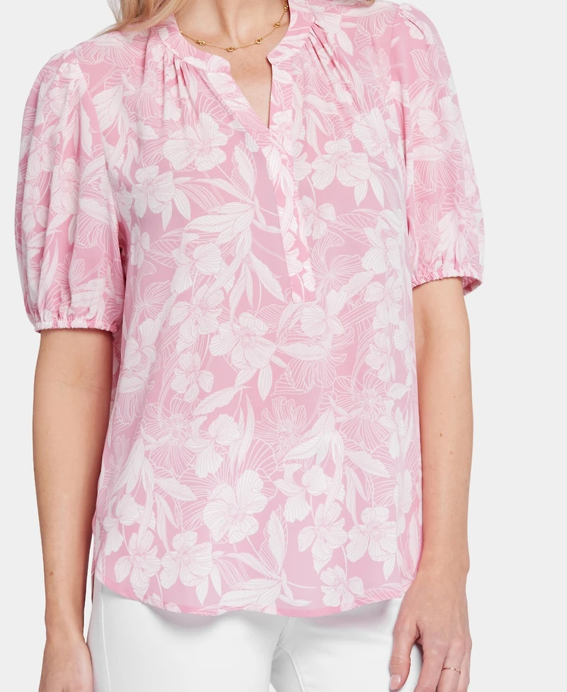 Nydj Women's Short Puff Sleeve Popover Top