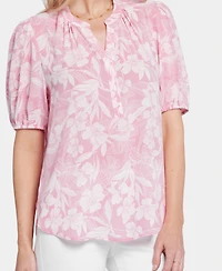 Nydj Women's Short Puff Sleeve Popover Top