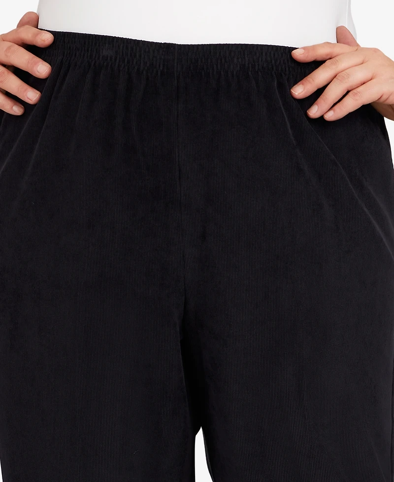 Alfred Dunner Plus Classic Corduroy Elastic Waist Medium Length Pants
