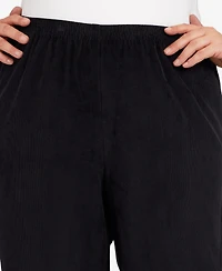 Alfred Dunner Plus Classic Corduroy Elastic Waist Medium Length Pants