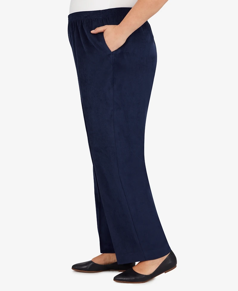 Alfred Dunner Plus Size Classic Corduroy Elastic Waist Medium Length Pants