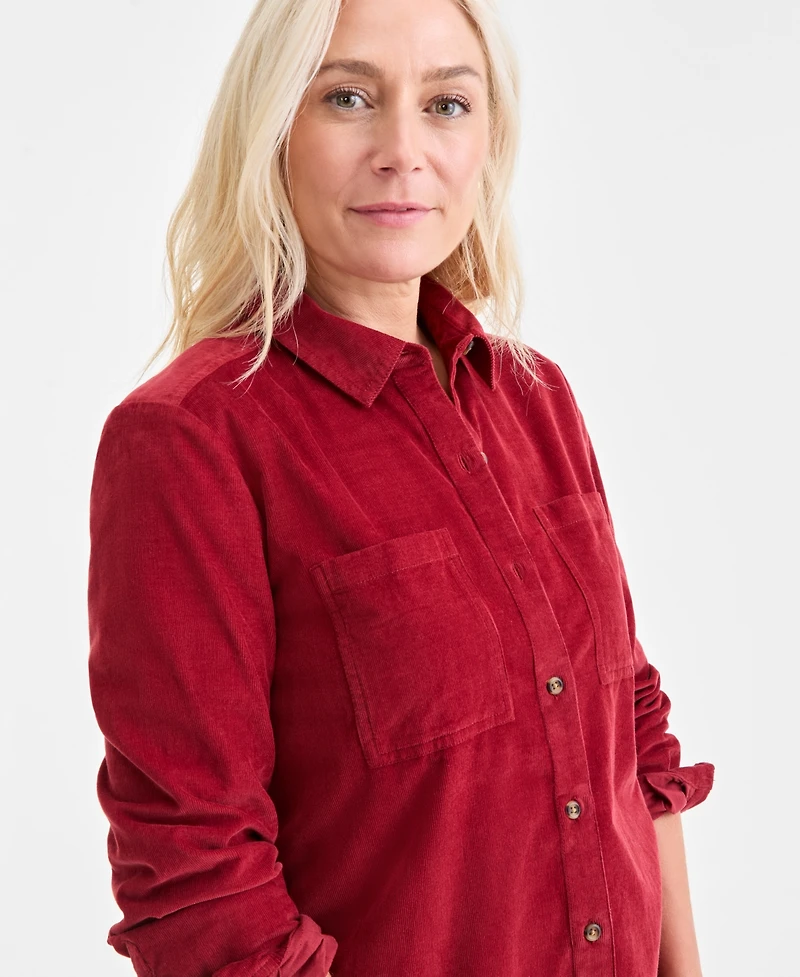 Style & Co Petite Cotton Corduroy Shirt, Macy's Exclusive