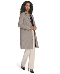 Tommy Hilfiger Women's Houndstooth Pattern Topper Long Jacket