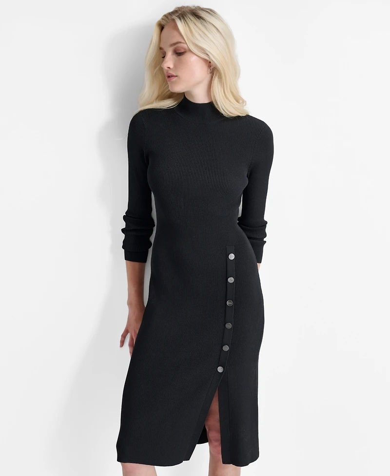 Dkny Women's Long Sleeve Mock Neck Midi Sweater Dress