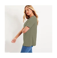 June + Vie Women's Plus Short-Sleeve Crewneck One Only Tee