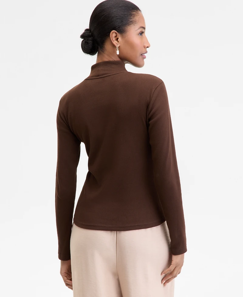 On 34th Women's Mock Neck Micro-Rib Top, Macy's Exclusive
