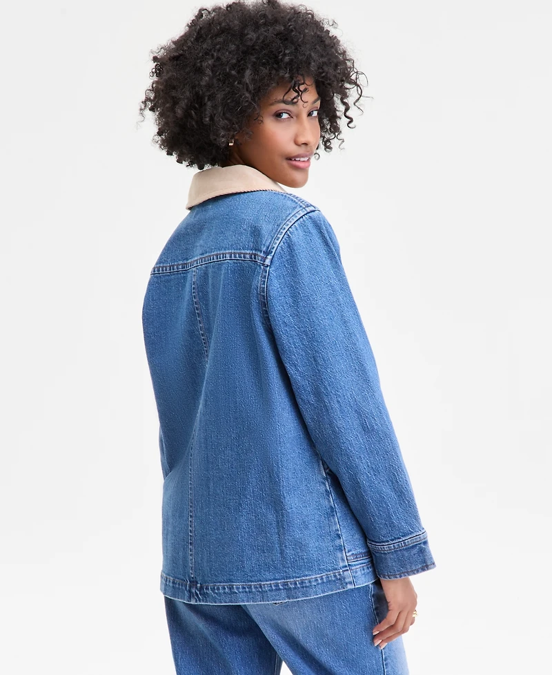 On 34th Women's Denim Corduroy Collar Jacket, Macy's Exclusive