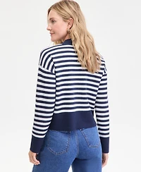 On 34th Women's Striped Mock Neck Sweater, Macy's Exclusive