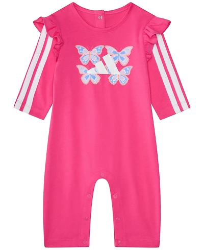 adidas Baby Girls Ruffle Long Sleeve Round Neck Coverall