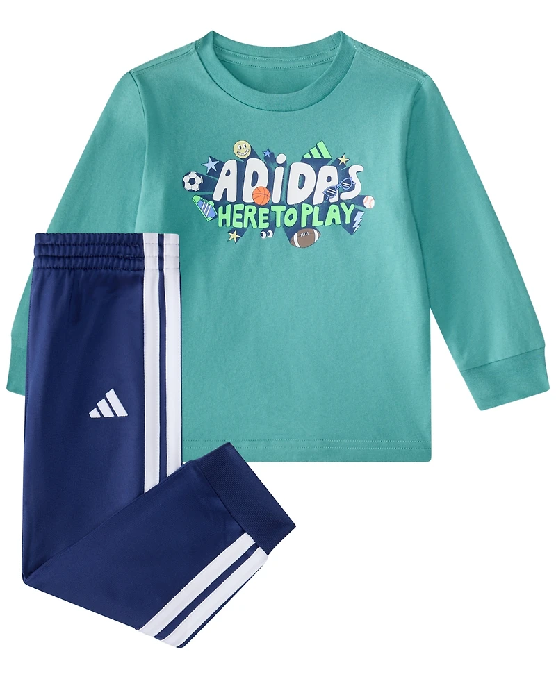 adidas Baby Boys 2-Piece Long Sleeve Graphic T-Shirt and Jogger Pants Set