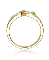 Genevive Sterling Silver 14K Gold Plated Clear Cubic Zirconia Band Ring