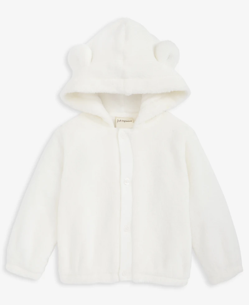 First Impressions Baby Bear-Ear Hooded Faux-Sherpa Jacket, Macy's Exclusive