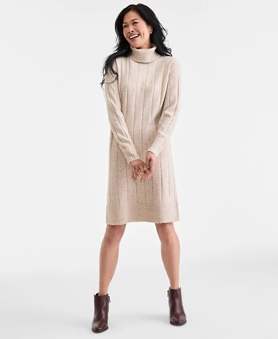 Style & Co Women's Ribbed Turtleneck Sweater Dress, Macy's Exclusive
