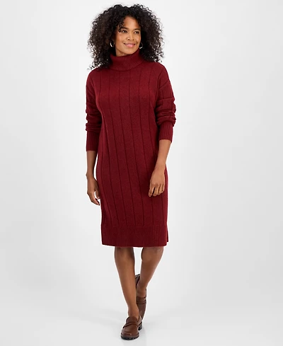 Style & Co Women's Ribbed Turtleneck Sweater Dress, Macy's Exclusive