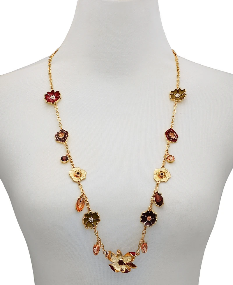 Guess Floral Charm Long Necklace