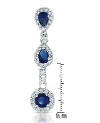 Sterling Silver Clear Cubic Zirconia Linear 3 Prong Dangle Earrings