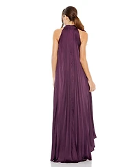 Mac Duggal Women's Pleated Halter Neck High Low Gown
