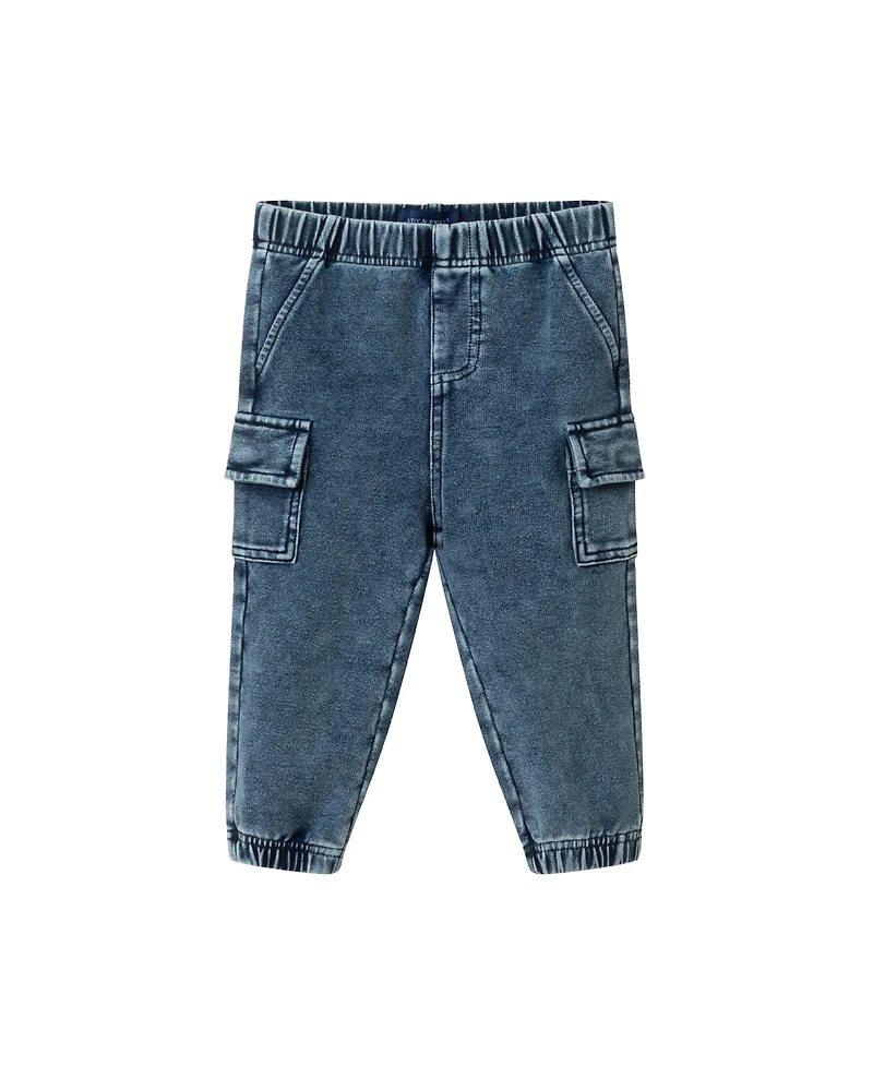 Andy & Evan Infant Boys Grey Check Buttondown and Denim Pant Set