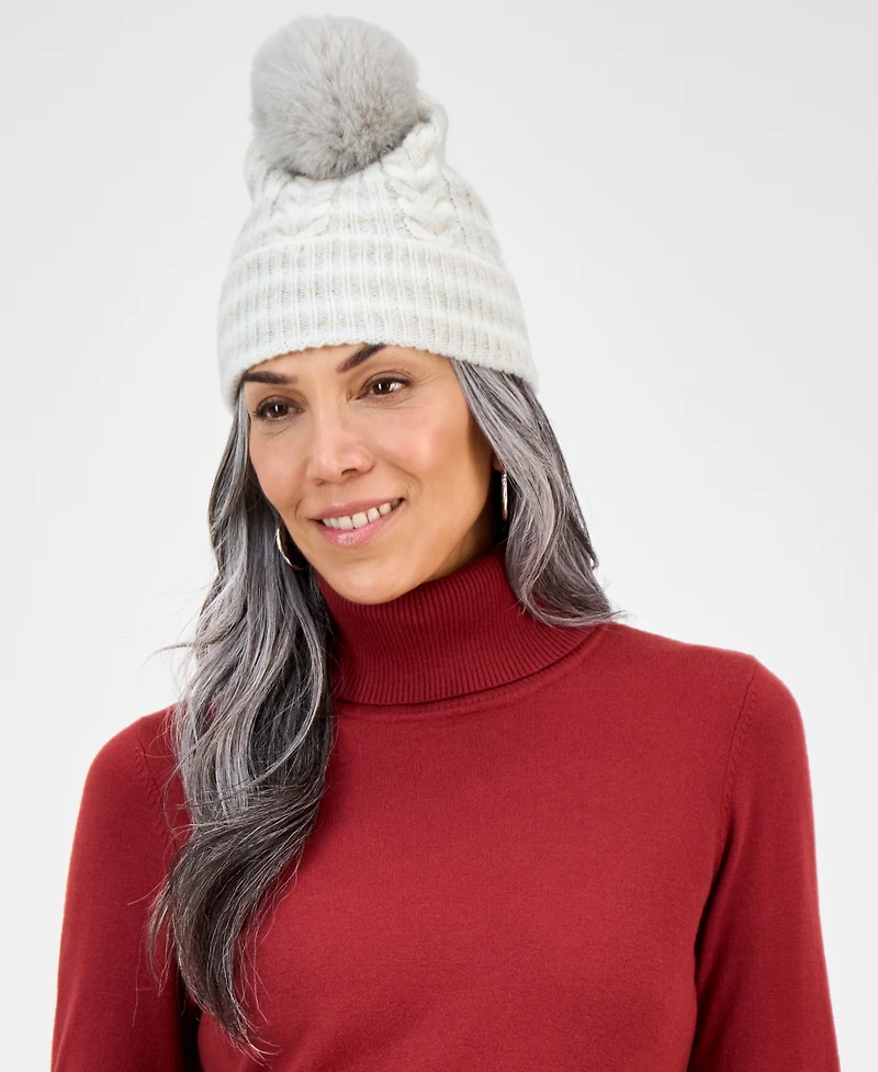 Style & Co Women's Space Dye Cable Knit Beanie, Macy's Exclusive