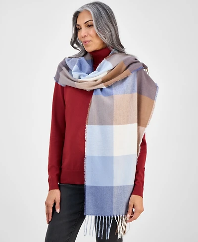 Style & Co Women's Chevron Weave Buffalo Plaid Scarf, Macy's Exclusive