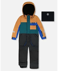 Deux par Boy One-Piece Play Snowsuit Colorblocked and Black