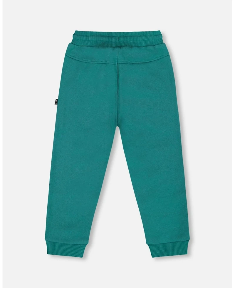 Deux par Baby Boys Fleece Sweatpants with Articulated Knees forest Green